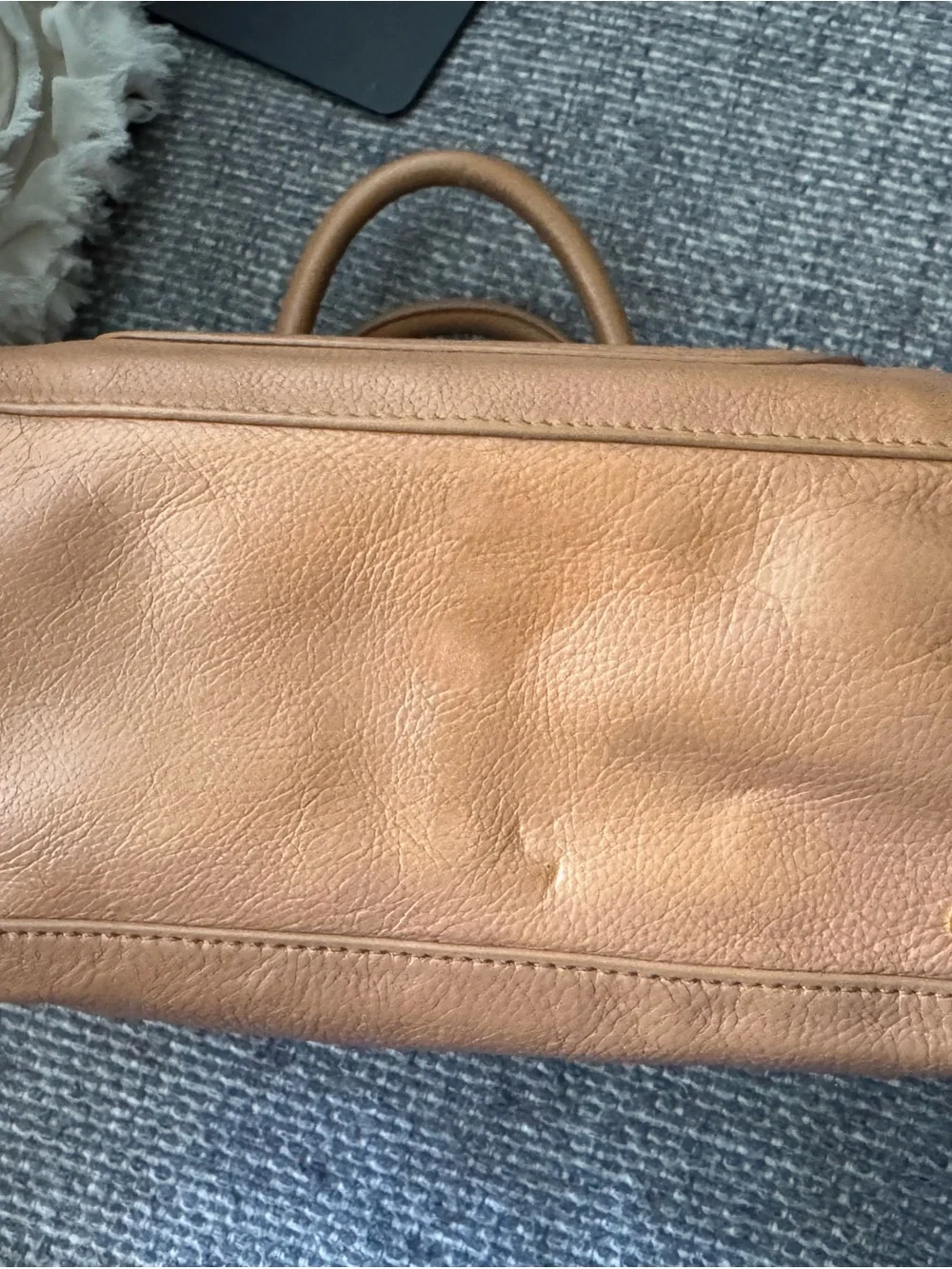 Tory Burch Amanda Mini Satchel Tan Camel Leather Gold Logo Handbag